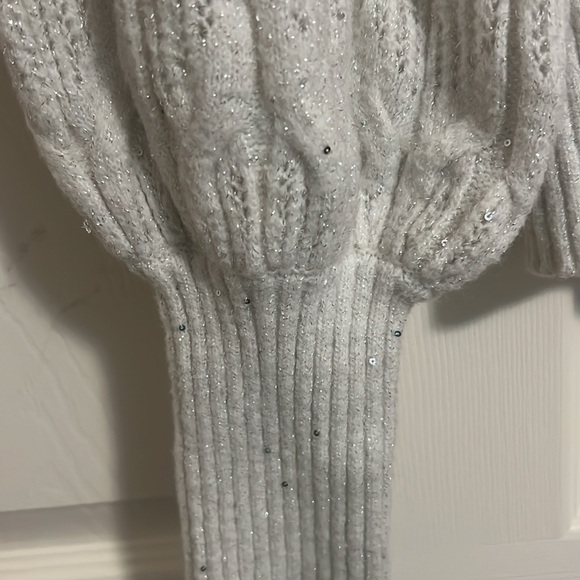 Express worn once holiday sweater. Size M. Sequence and silver - Picture 3 of 10